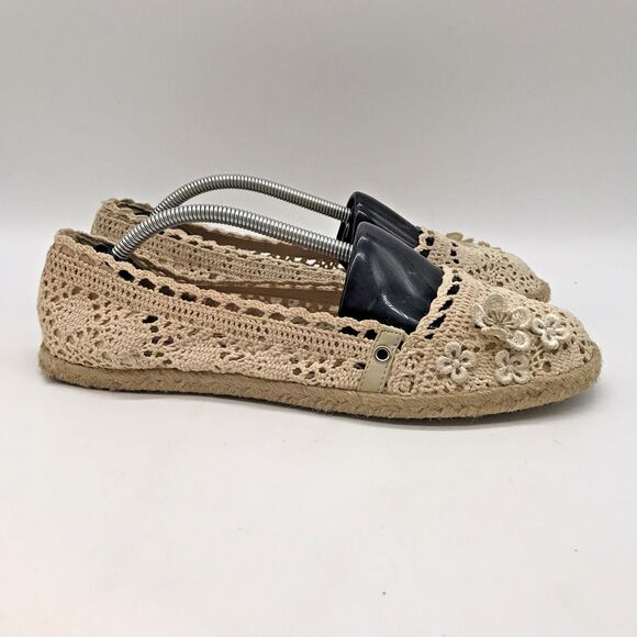 Rock & Candy by Zigi Baybreeze Espadrille Women's 9M Beige Crochet Floral Flats - Picture 4 of 12